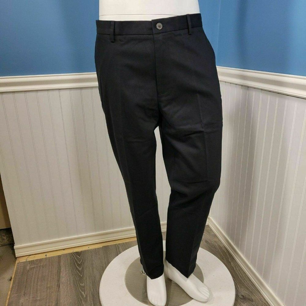 Good Threads Mens Black Flat Front High Rise Straight Leg Chino Pant Sz 34WX32L